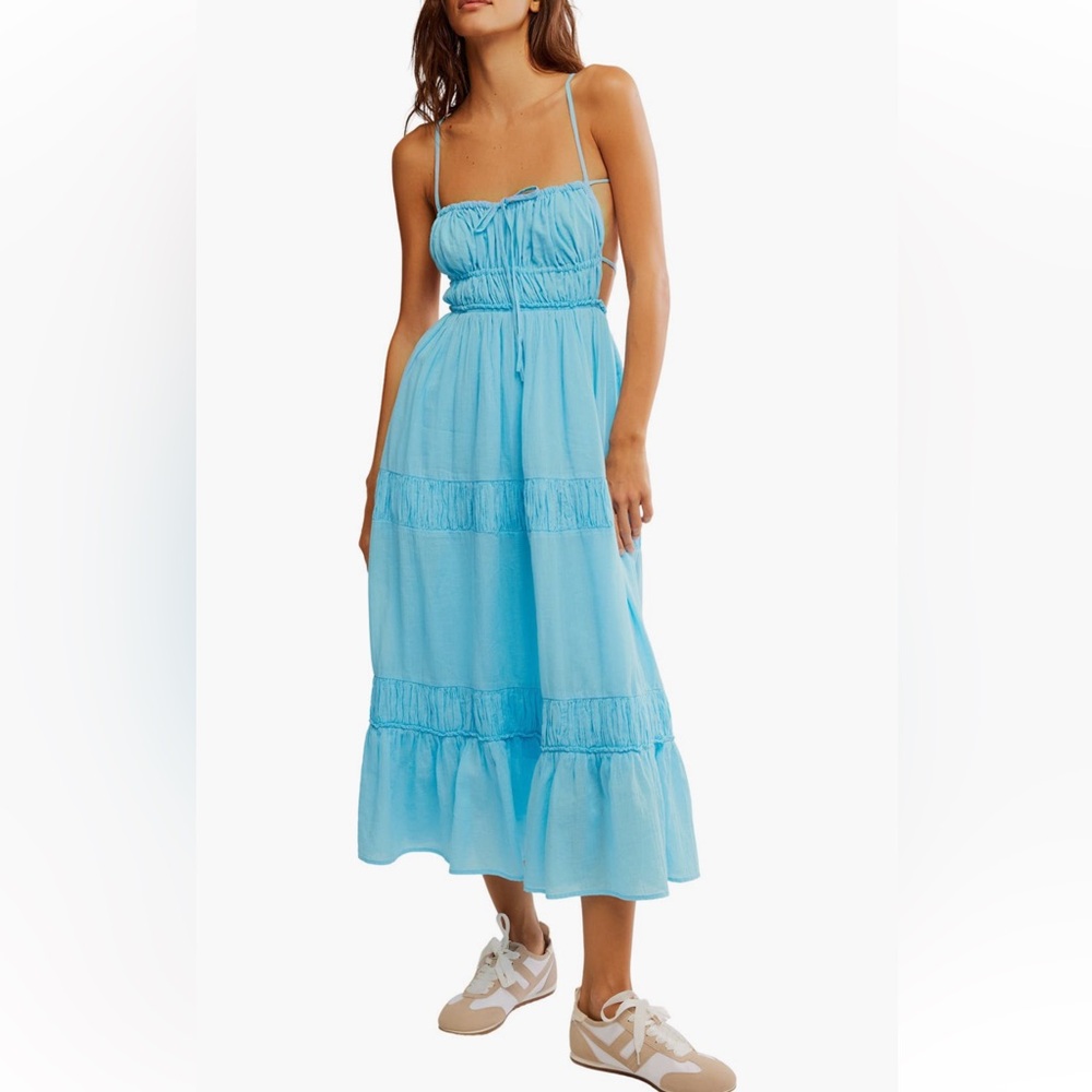 Free People Taking Sides Tiered Cotton Maxi Dress